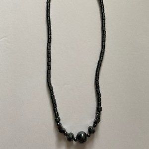 Retro Gunmetal Grey Metal Beaded Necklace
